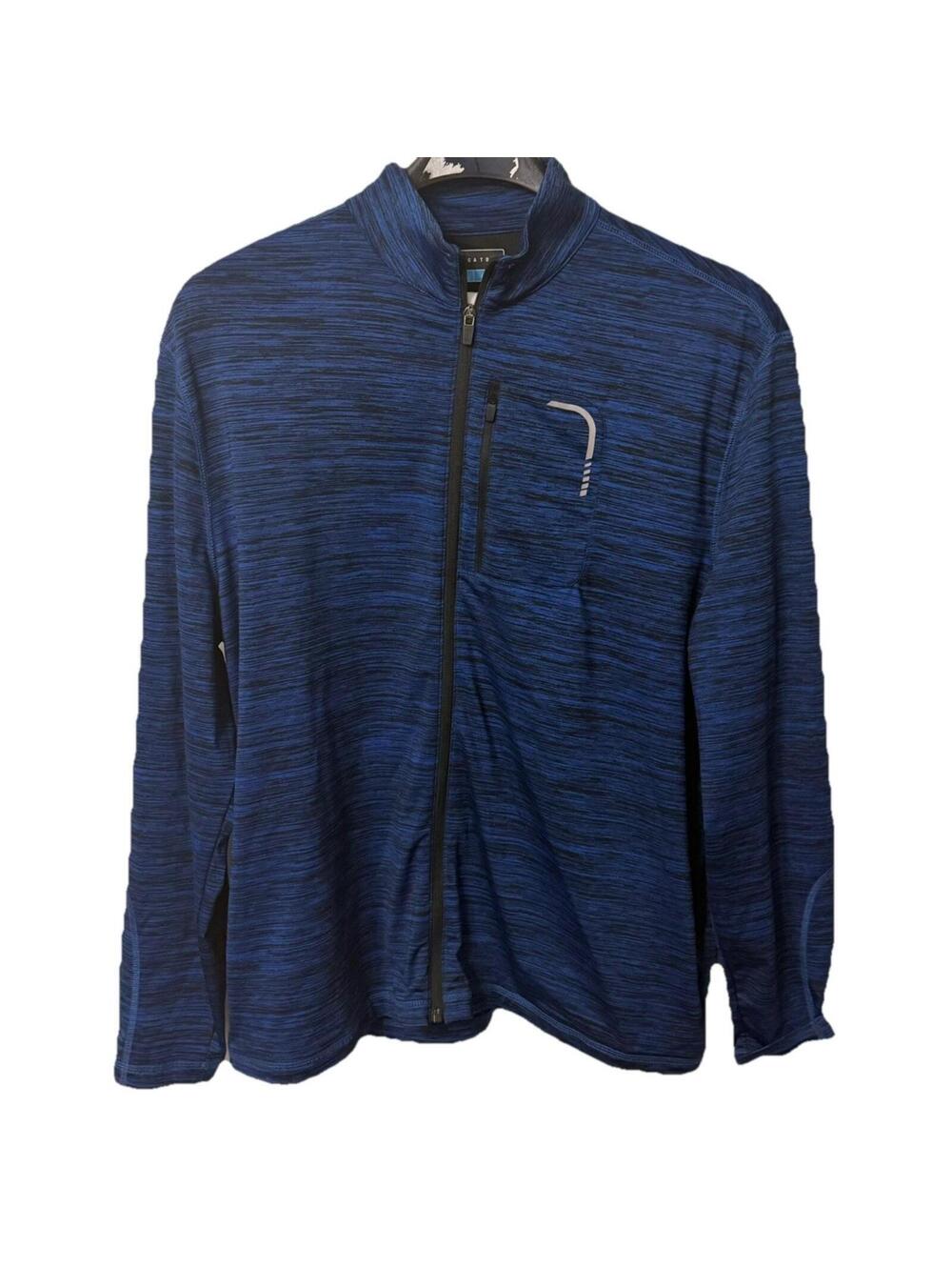 PGA Tour Golf Jacket Heather Blue & Black Full Zip, Long Sleeve